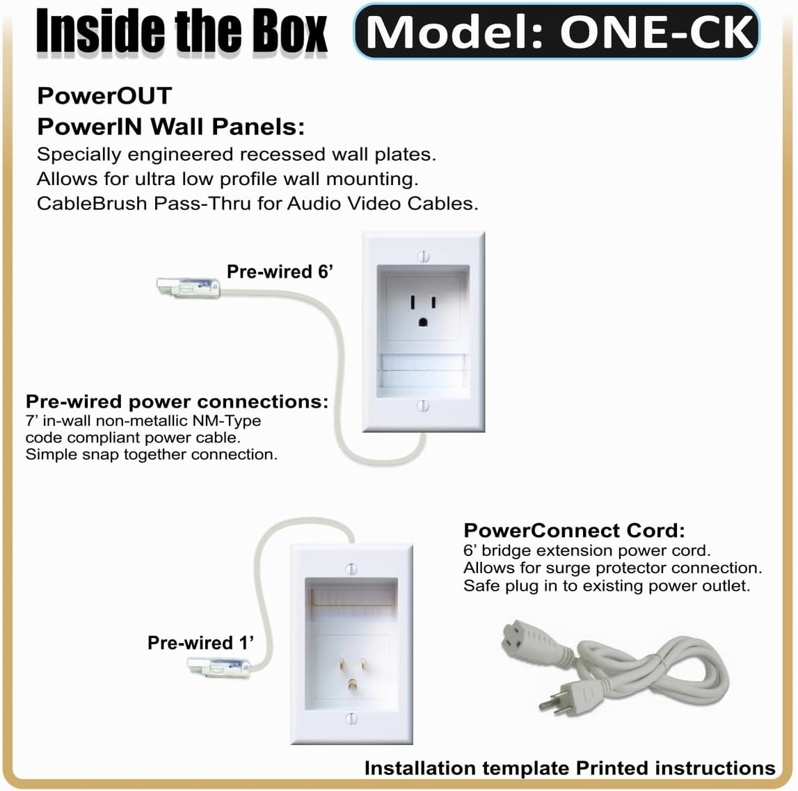White Plastic 2-Gang In-Wall Cable Management System