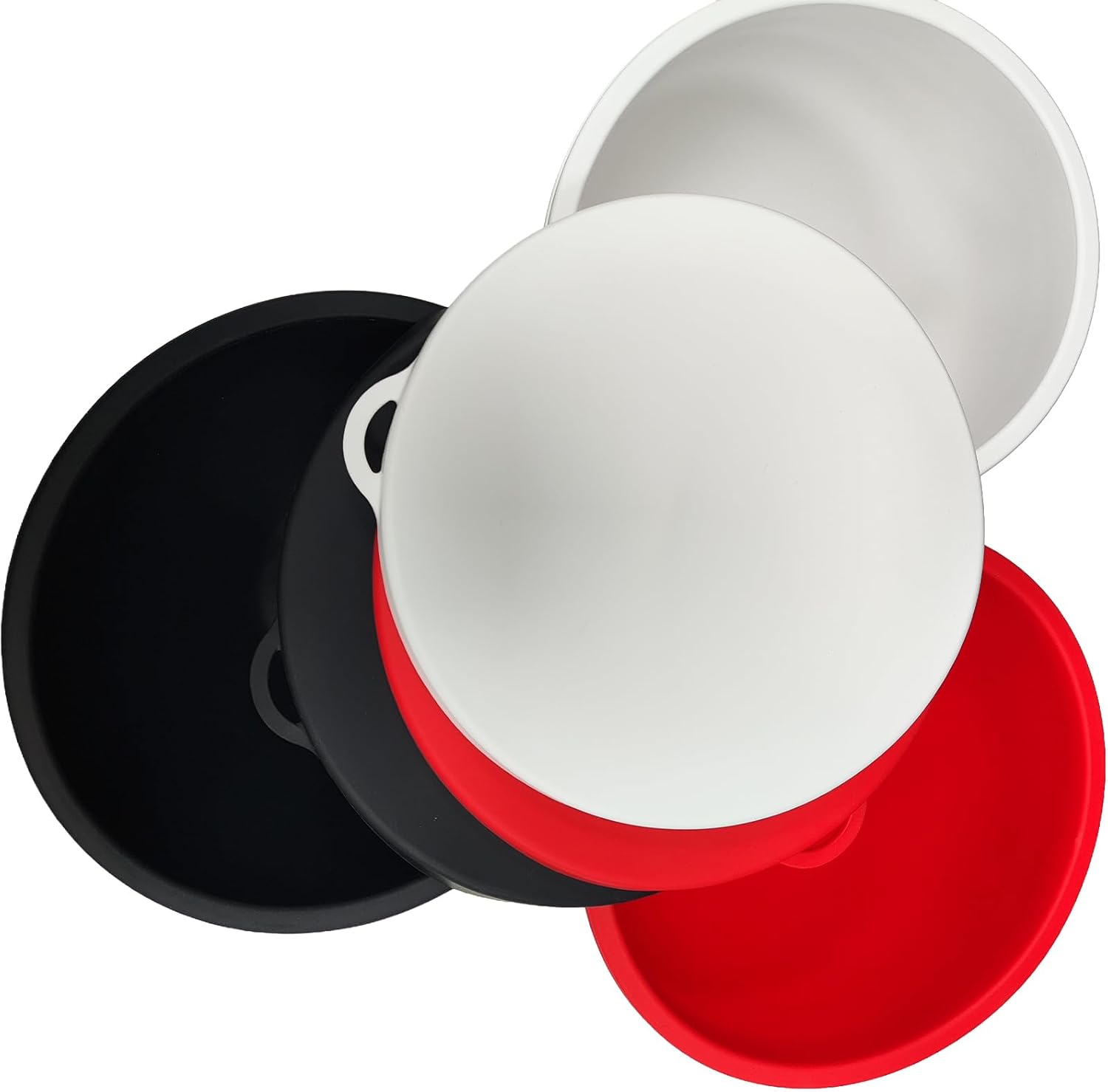 Silicone Bowl Liners for 5 Qt Tilt-Head Mixer with Lids, Food Grade Heavy Duty Insert, Dishwasher Safe (Red+White+Black (3-Pack), 2.97LB (More Value))