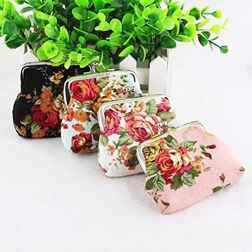 Bokeley Clearance ! Cute Floral Buckle Coin Purses Vintage Pouch Kiss-Lock Change Purse Wallets (White) #TOP4