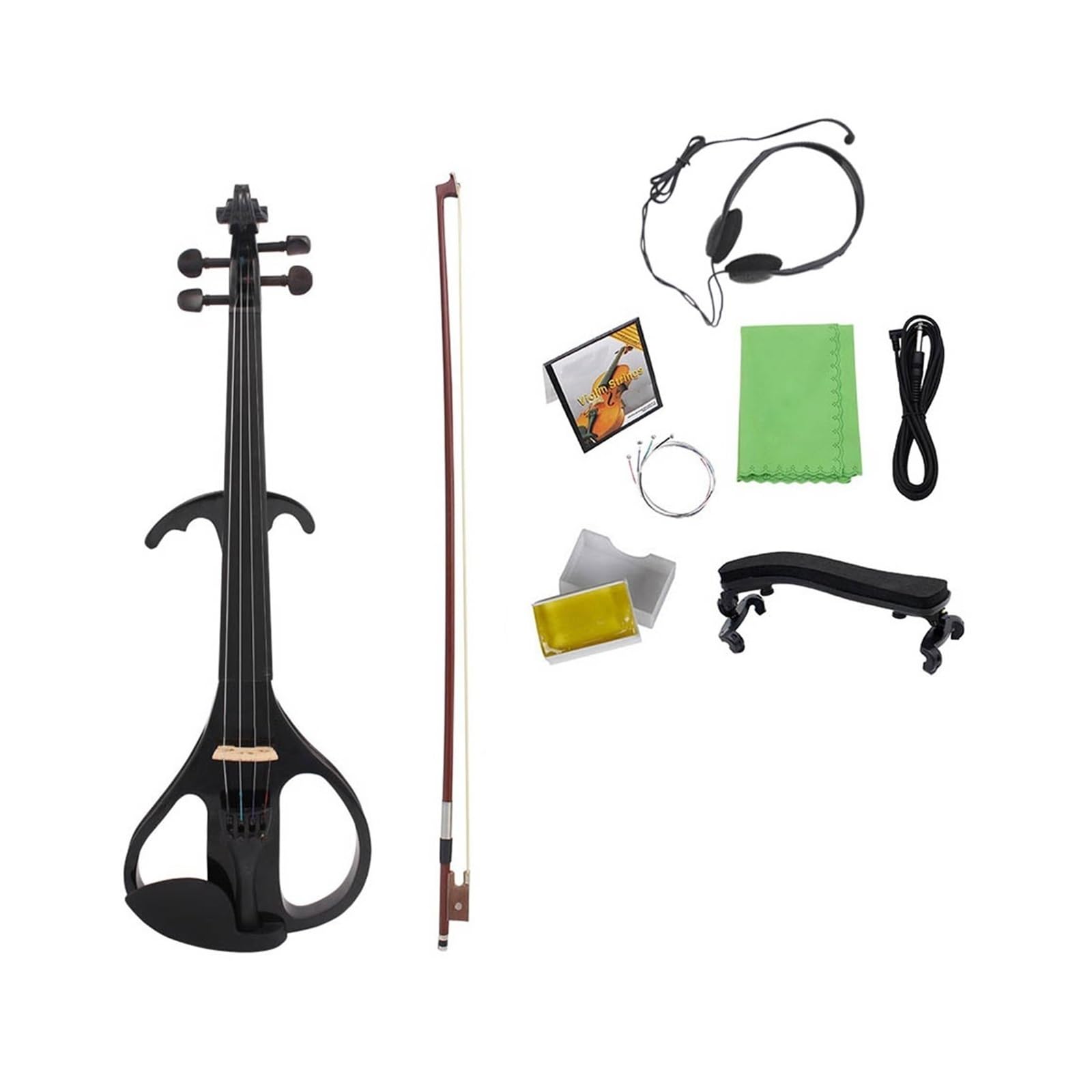 BABYCE Adulti Violino Violino Elettrico Professionale 4/4 Violino Strumento A Corde Violino Nero con Custodia per Accessori Cavo per Cuffie