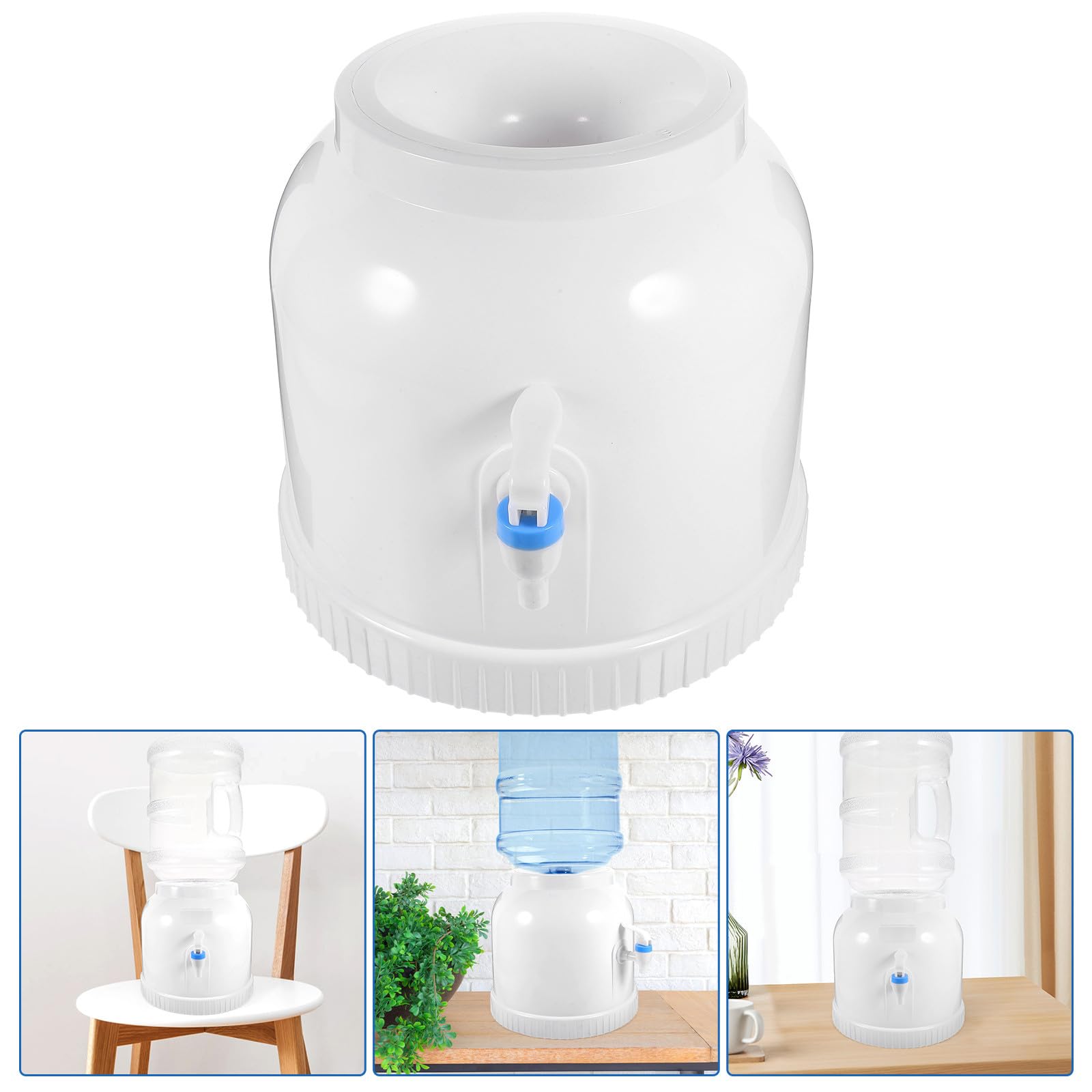 SOLUSTRE Dispensador Instalación para Conveniente Resistente en Estructura y Agua Soporte Garrafas de Blanco de Plástico Portátil Escritorio