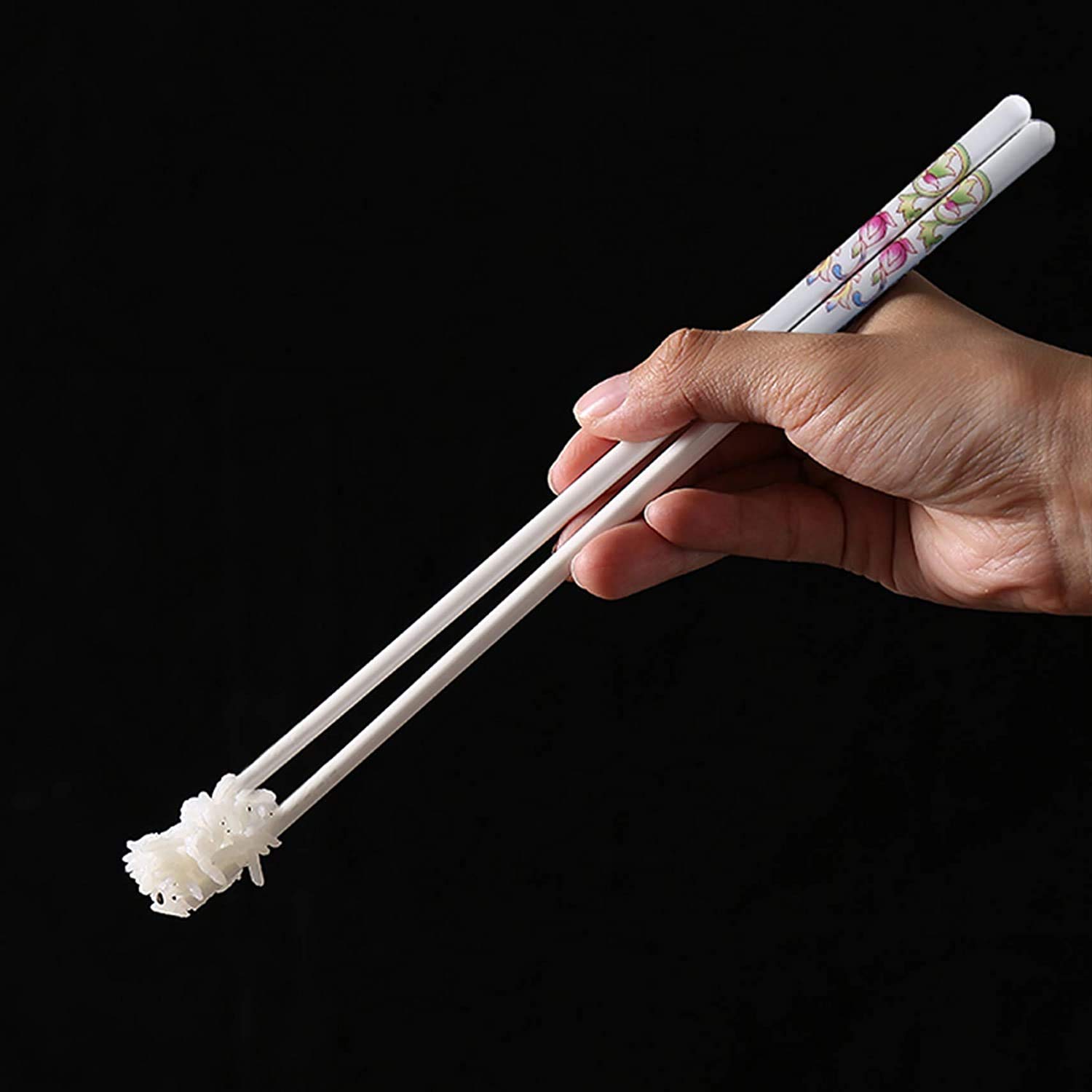 Coffret cadeau de 5 paires de baguettes en porcelaine, baguettes japonaises réutilisables pour sushi, baguettes chinoises de luxe de qualité supérieure en porcelaine tendre, baguettes antidérapa