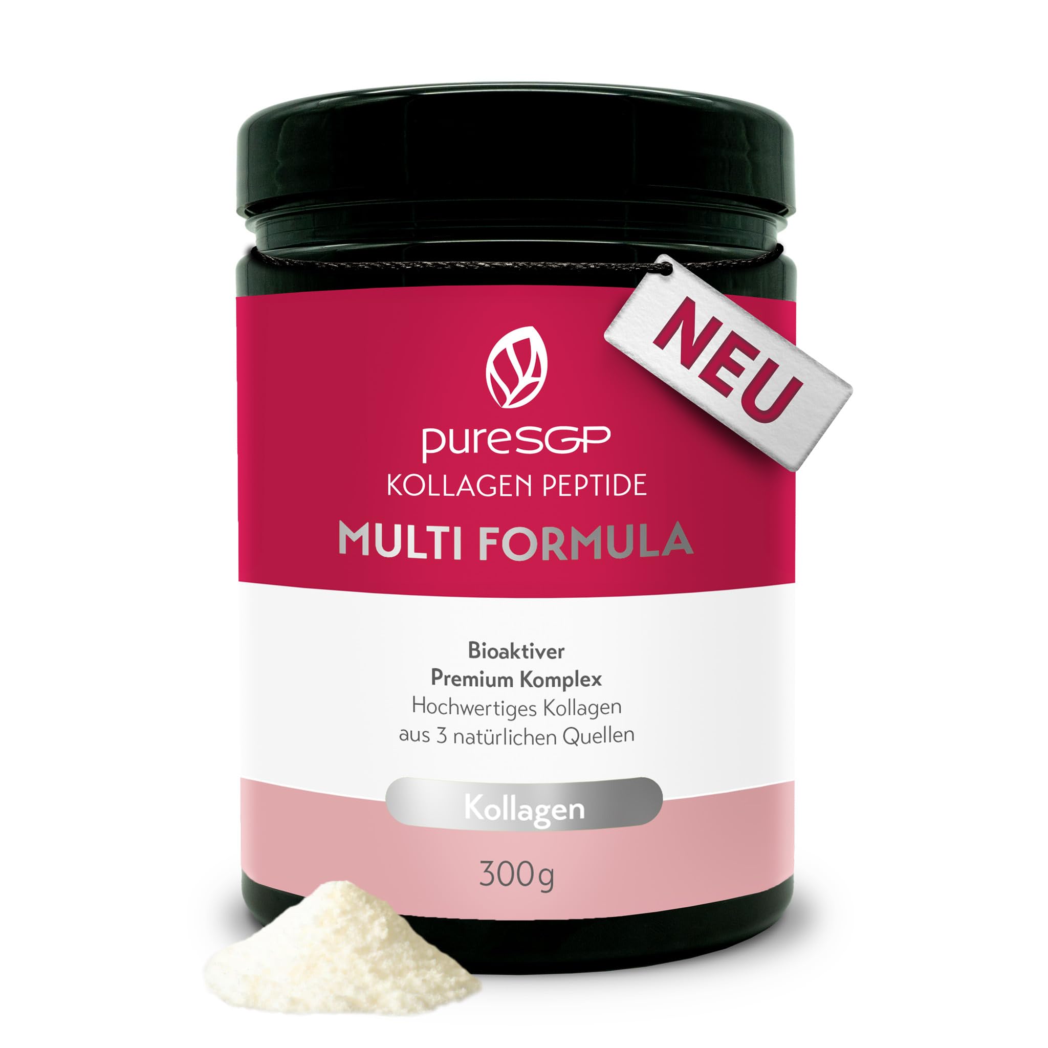 pureSGP® Multi Formula Kollagen Peptide: Reinstes Kollagen in Apothekenqualität - Spezialformel aus Rind, Fisch & Eierschale für ganzheitliche Unterstützung. Kollagentyp I, III, V & X - Mit Vitamin C