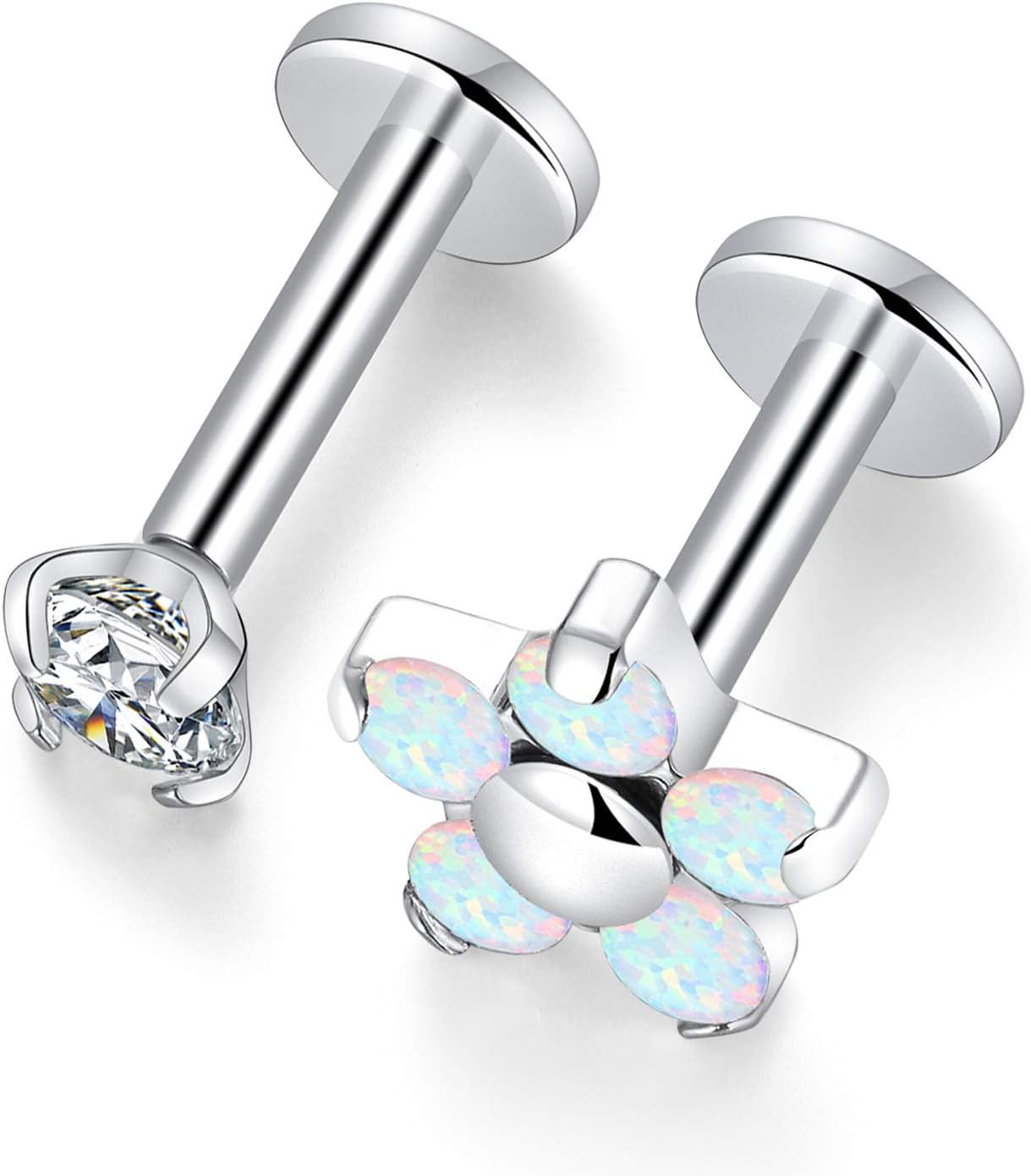hengkaixuanG23 Titanium Internally Threaded Earring 16G Labret Helix Tragus Cartilage Ear Piercing Body Jewelery