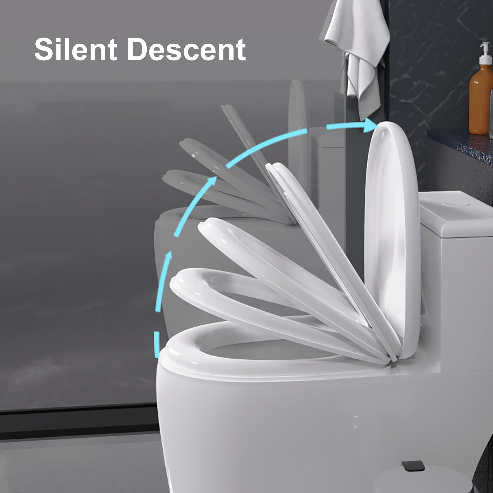 Asiento de inodoro compacto en forma de V con tapa, fácil instalación y extracción, perfecto para baños pequeños, accesorio de baño duradero y elegante