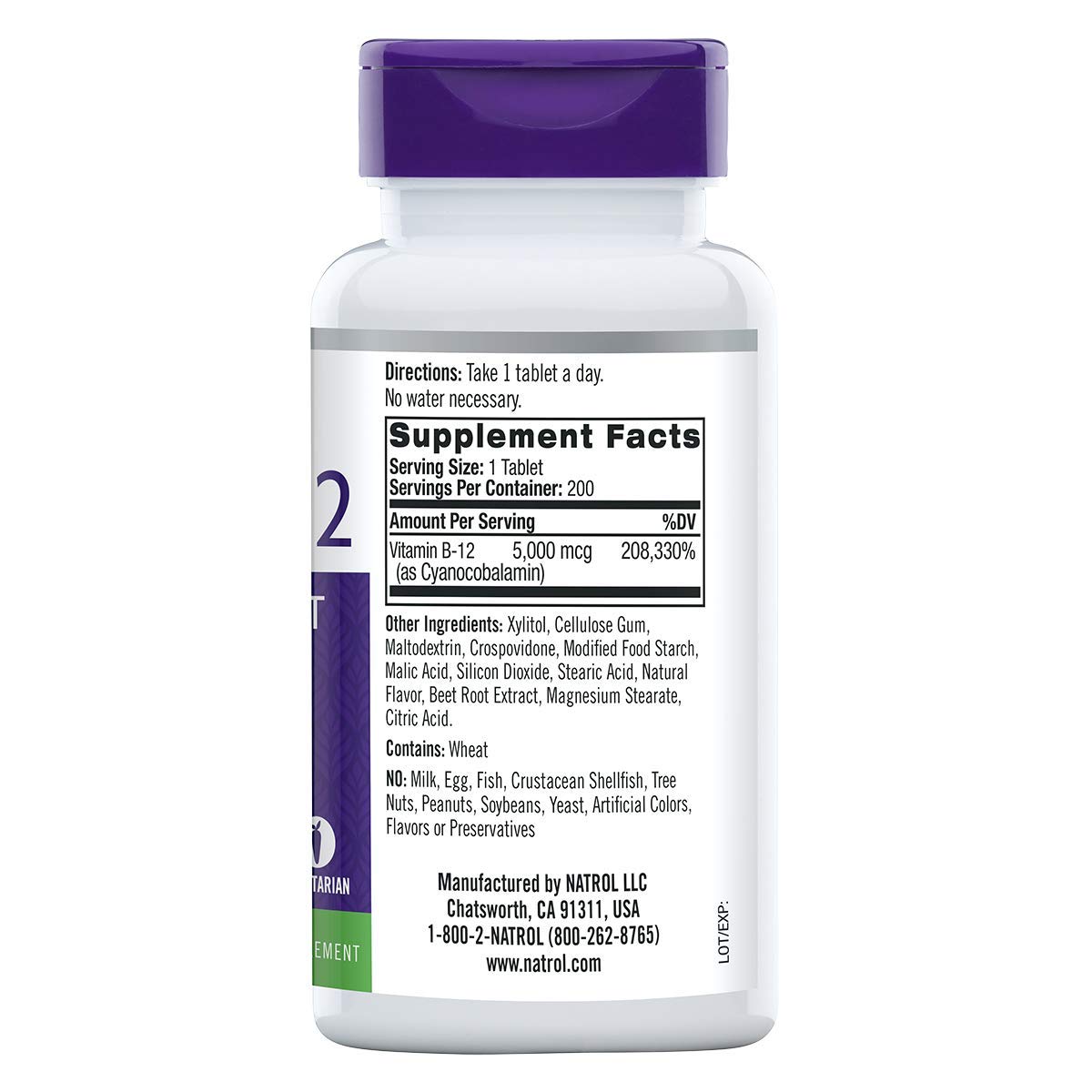 Natrol Vitamin B12 Fast Dissolve Tablets, Promotes Energy, Supports a