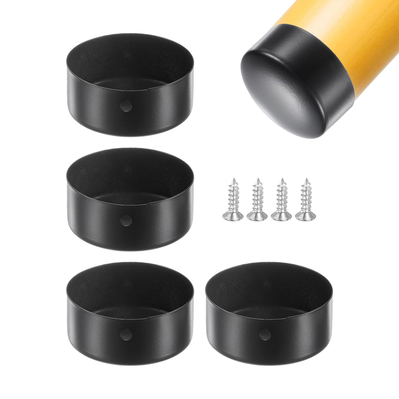 M METERXITY 4-Pack Handrail End Caps, 1.97 Inch/50mm Inner Diameter Stainless Steel Round Handrail End Caps for Furniture/Stair, Guardrail Tube End