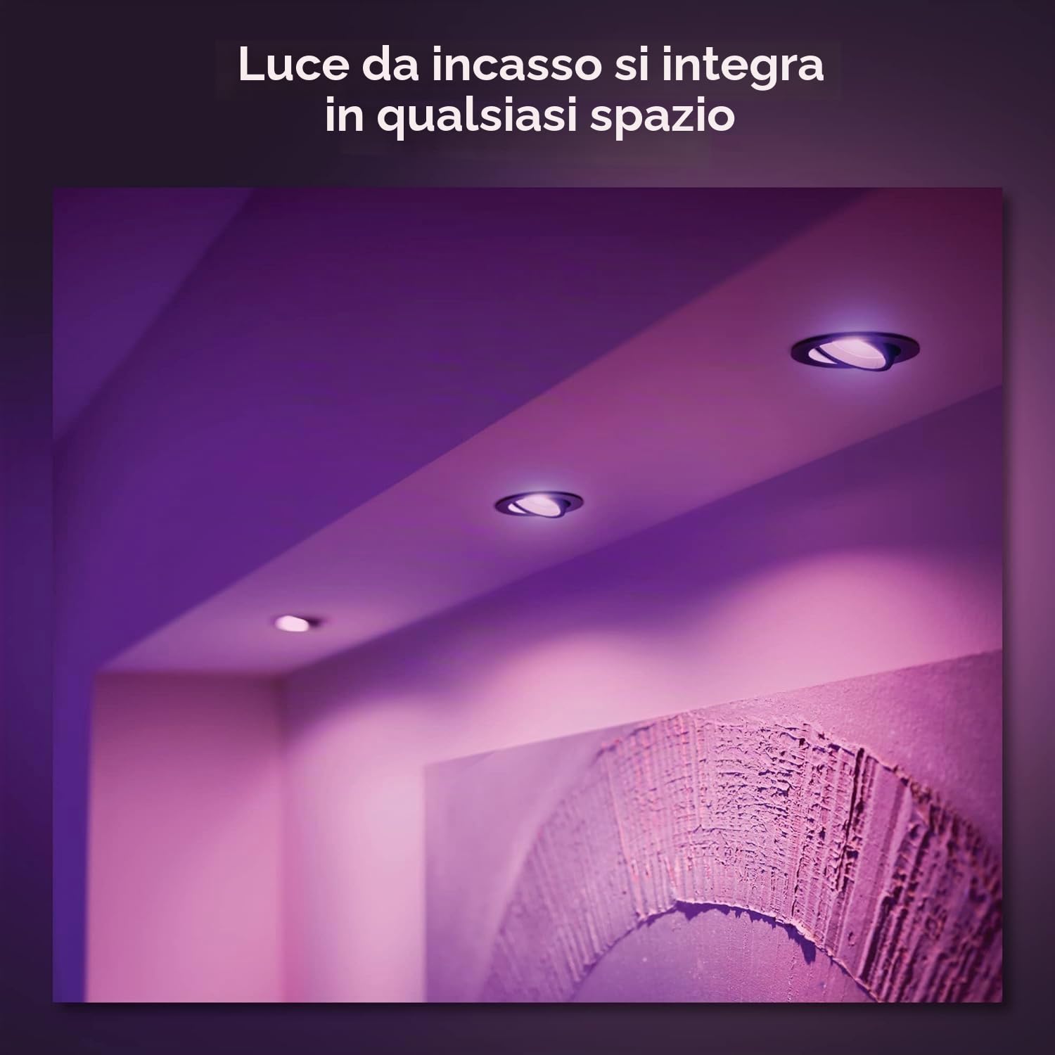 Philips Hue Centura, Faretti LED da incasso, Rotondo, Nero, Confezione da 3 | Luce bianca e colorata, Dimmerabile, Smart Home, Controllo intelligente tramite voce e app, Lampadina GU10 inclusa