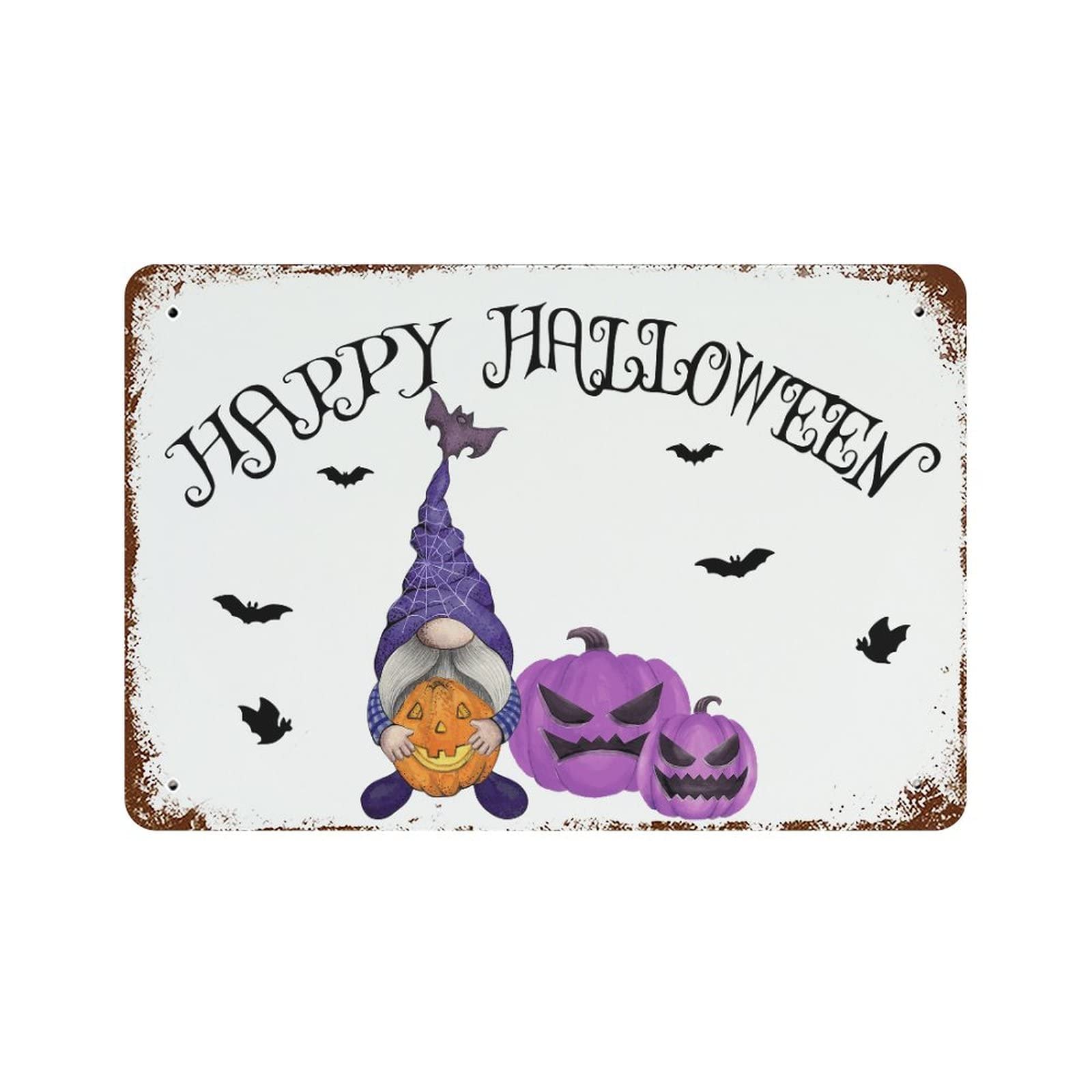 Décoration de cour Halloween panneau métallique idée cadeau automne