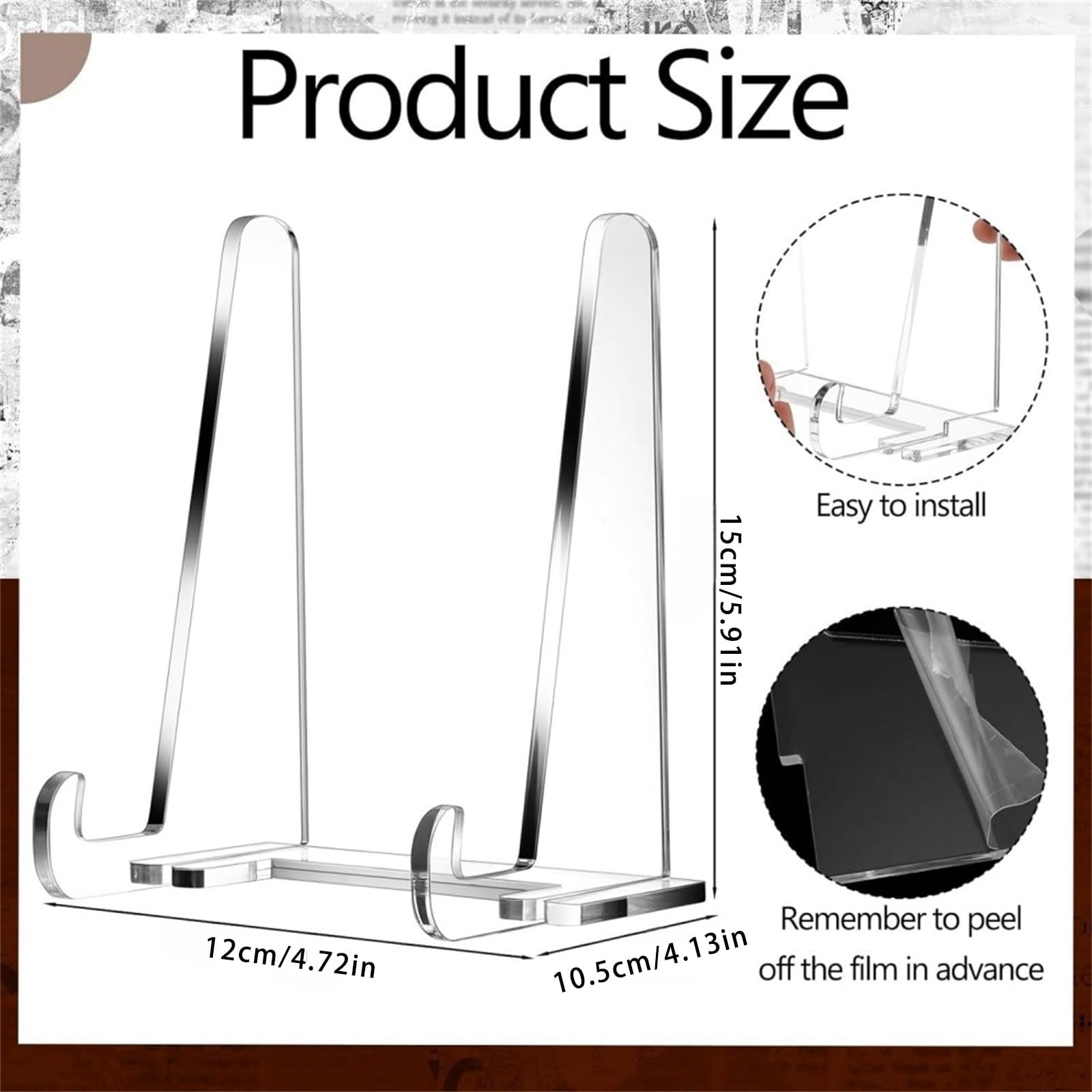 Produktbild von 2 Stück Transparenter Acryl-Displayständer – Verstellbare Breite – Für Fotos, Hochzeit & Vitrinen