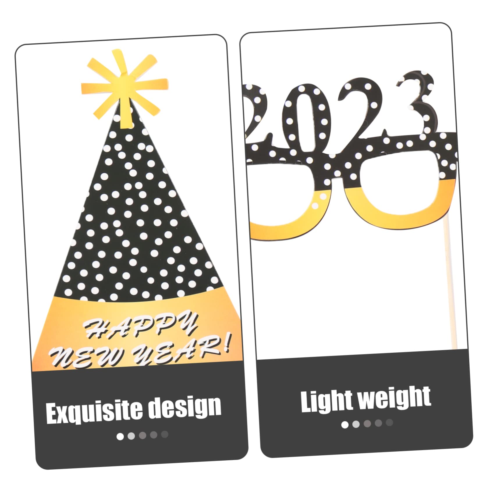 MAGICLULU 4 Sätze Foto Weg Im Jahr 2023 Dekorationen Gäste Film Faltbar Zubehör Kamera Frohes Jahr Foto-Requisiten Rahmen Braut- Requisiten Für Die Fotokabine Led Papier 46 Stück * 4
