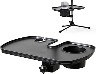 Microphone Stand Tray - Multifunctional Microphone Rack with Cup Holder,Utility Shelf for Music Stand, Sound Card Tray for Broadcasting, Stage, Recording, Live Streaming Nupaque