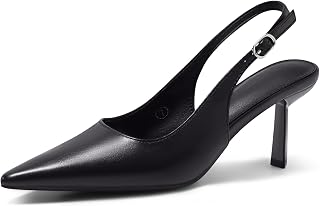 Coutgo Womens Slingback Kitten Heels Closed Pointed Toe Pumps Work Party Dress Shoes