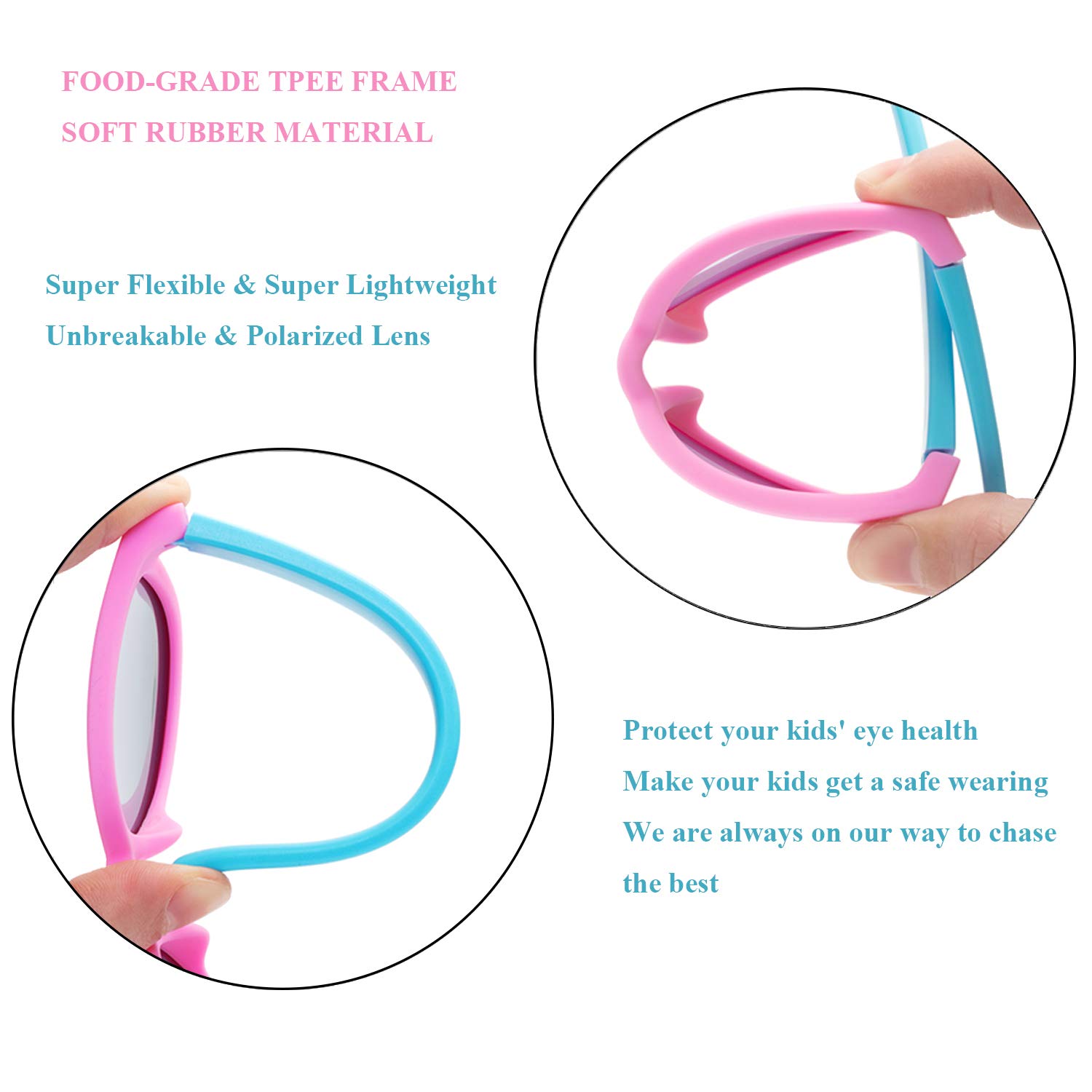 Gafas de sol para niños polarizadas TPEE marco flexible de goma 100% protección UV sombras para niños niñas de 5 a 13 años