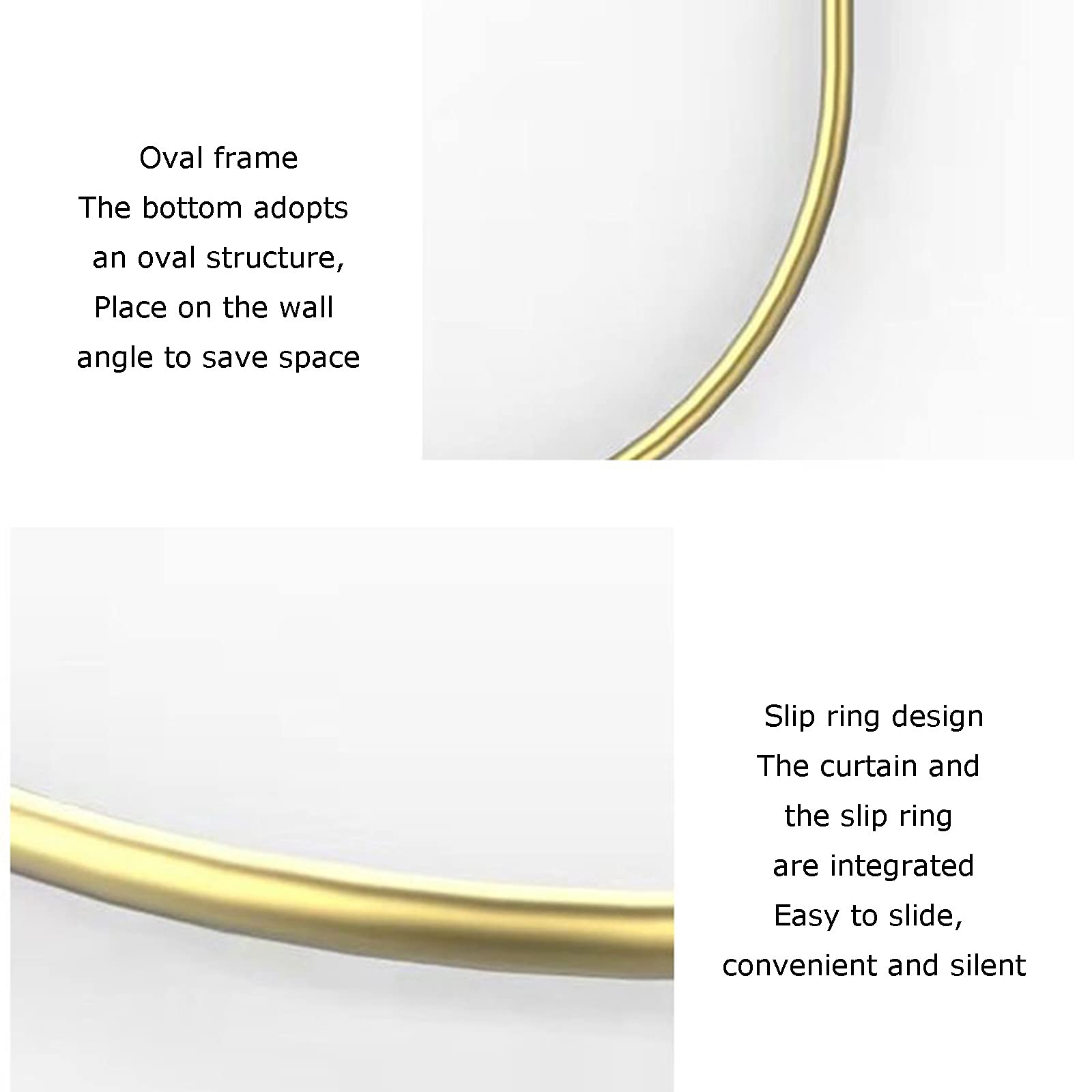 Gardinenstange aus Metall in U-Form – Duschvorhangstange – Gardinenstange für Umkleidekabinen des Bekleidungsgeschäfts – Vorhangschiene, Vorhangringregal (Farbe: Gold, Größe: 100 x 95 cm)