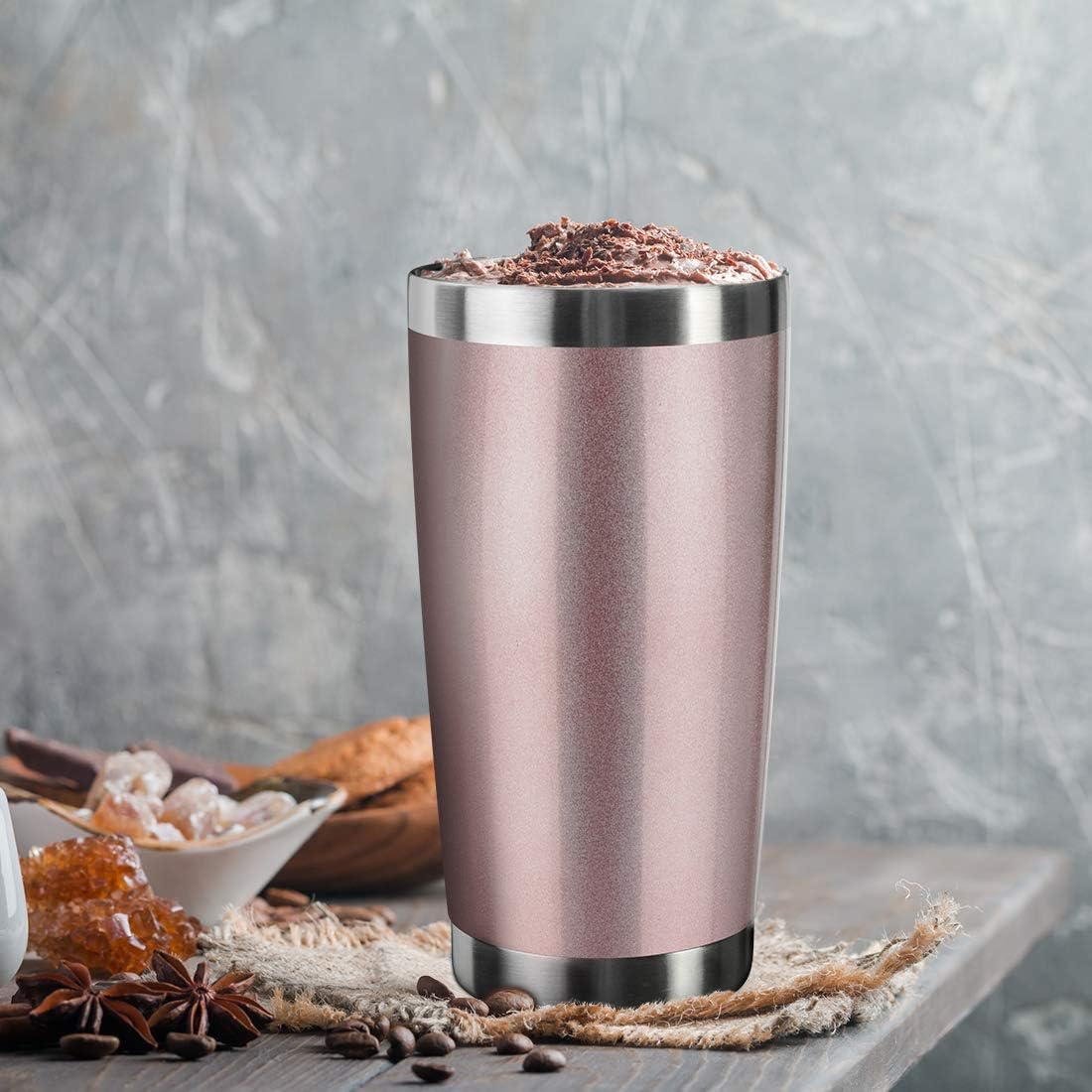 20oz Tumbler Bulk Stainless Steel Vacuum Insulated Tumblers with Lid Double Wall Travel Mug Powder Coated Coffee Cup, Suitable for Ice Drinks and Hot Beverage (Rose gold 12pack) - Image 7