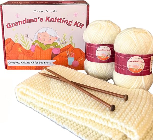 MaconGoods Grandma's Knitting Kit with Video Tutorial
