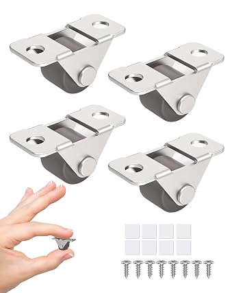 0.5 Inch Mini Low Profile Caster Wheels, Self-Adhesive & Screw Mounted Rubber Casters for Small Appliance, Furniture, Organizer, DIY Project, Tray - Unidirectional Fixed Wheel Brown-4PCS