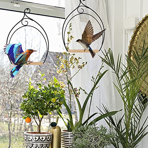 Winemana Set Of 3 Hummingbird Swings, Rust Resistant Metal Frame, Wooden Dowel, Attach To Bird Feeders, Perfect For Hanging Indoor Office Outdoor Trunk Lawn Patio Garden (7.4" X 5.5") #TOP6