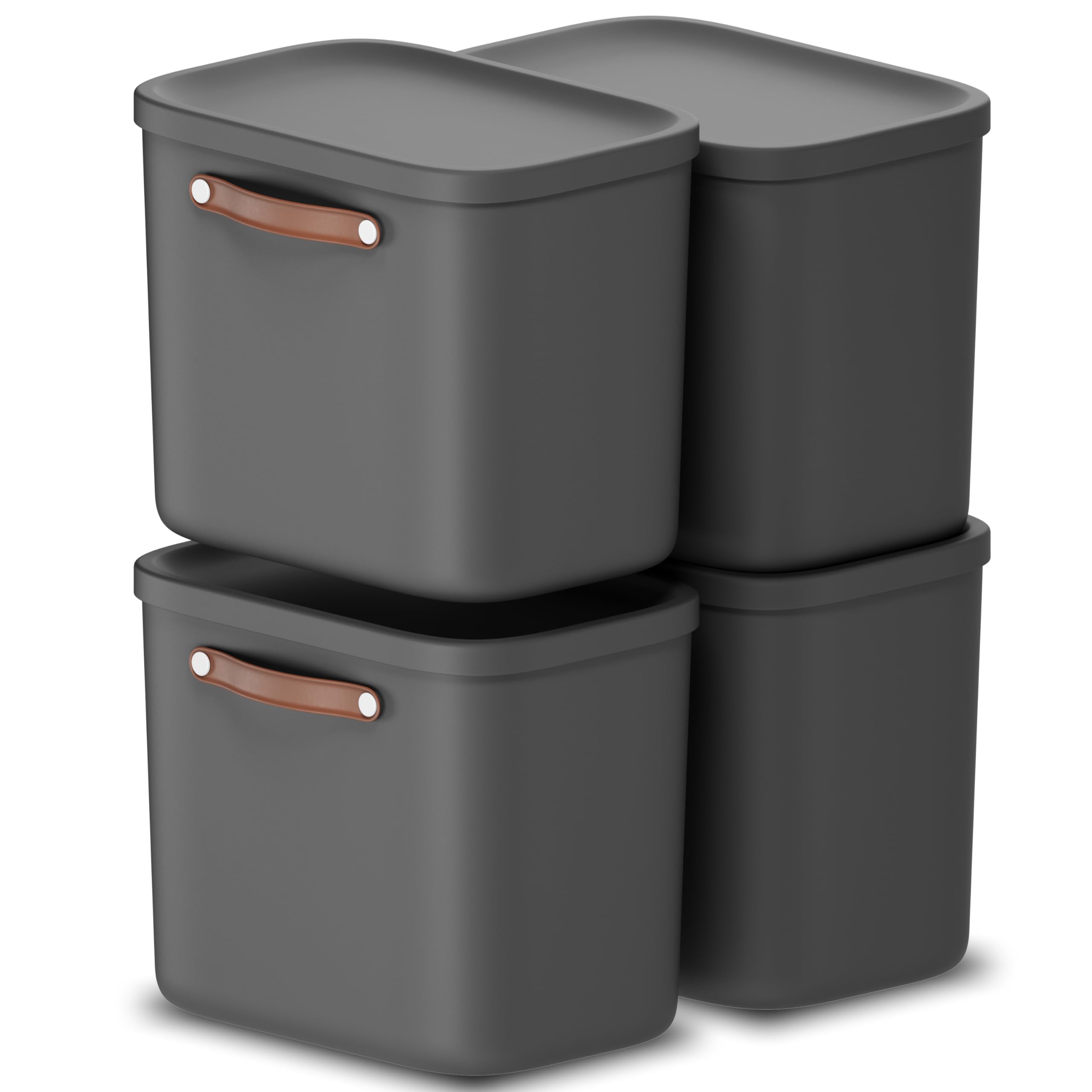 Storage Box 25LRotho Maloja Plastic Storage Bin With LidAnthracite (4 Pack) from B&Q