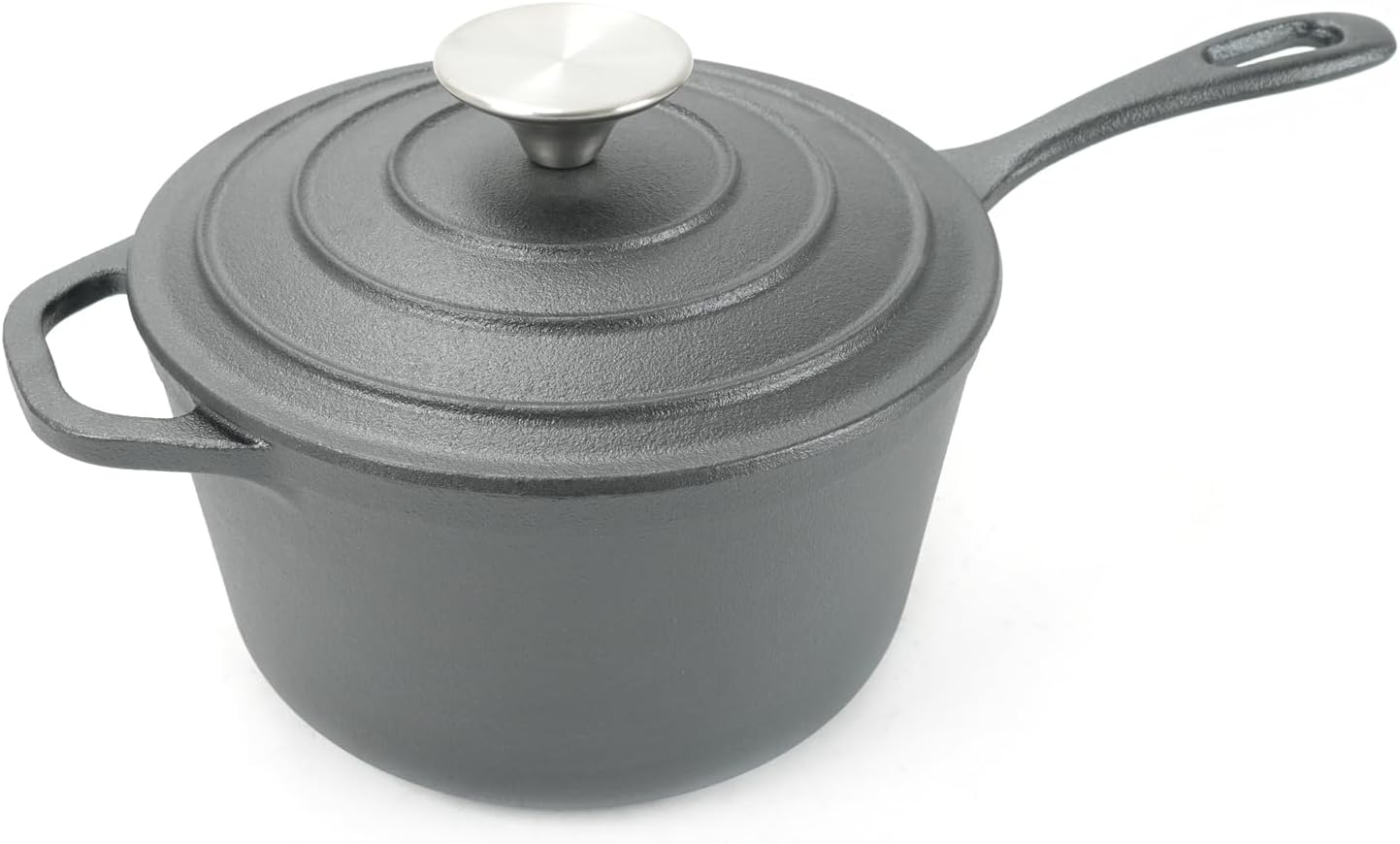 HAWOK 2 qt Cast Iron Mini Saucepan, 7 inch with Lid, Pre-seasoned