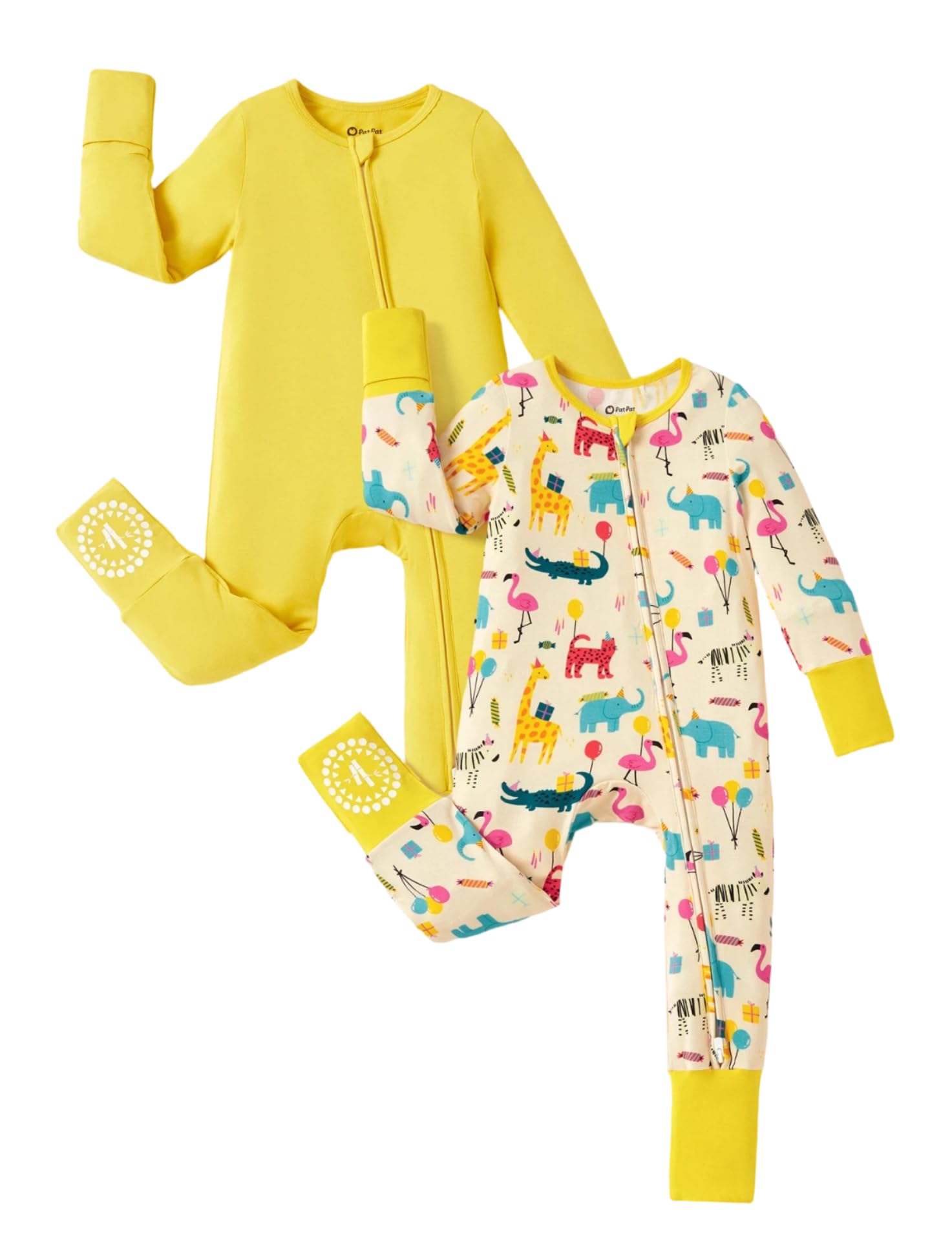 Baby Footie Romper, Viscose from Bamboo, Long Sleeve, 2-Way Zipper, Fold-Over Mittens, Cuffs & Anti-Slip Grips