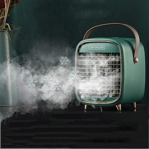 Ventilador de aire acondicionado personal, enfriador de aire evaporativo de agua portátil, ventilador de mesa USB con 3 ajustes de velocidad,