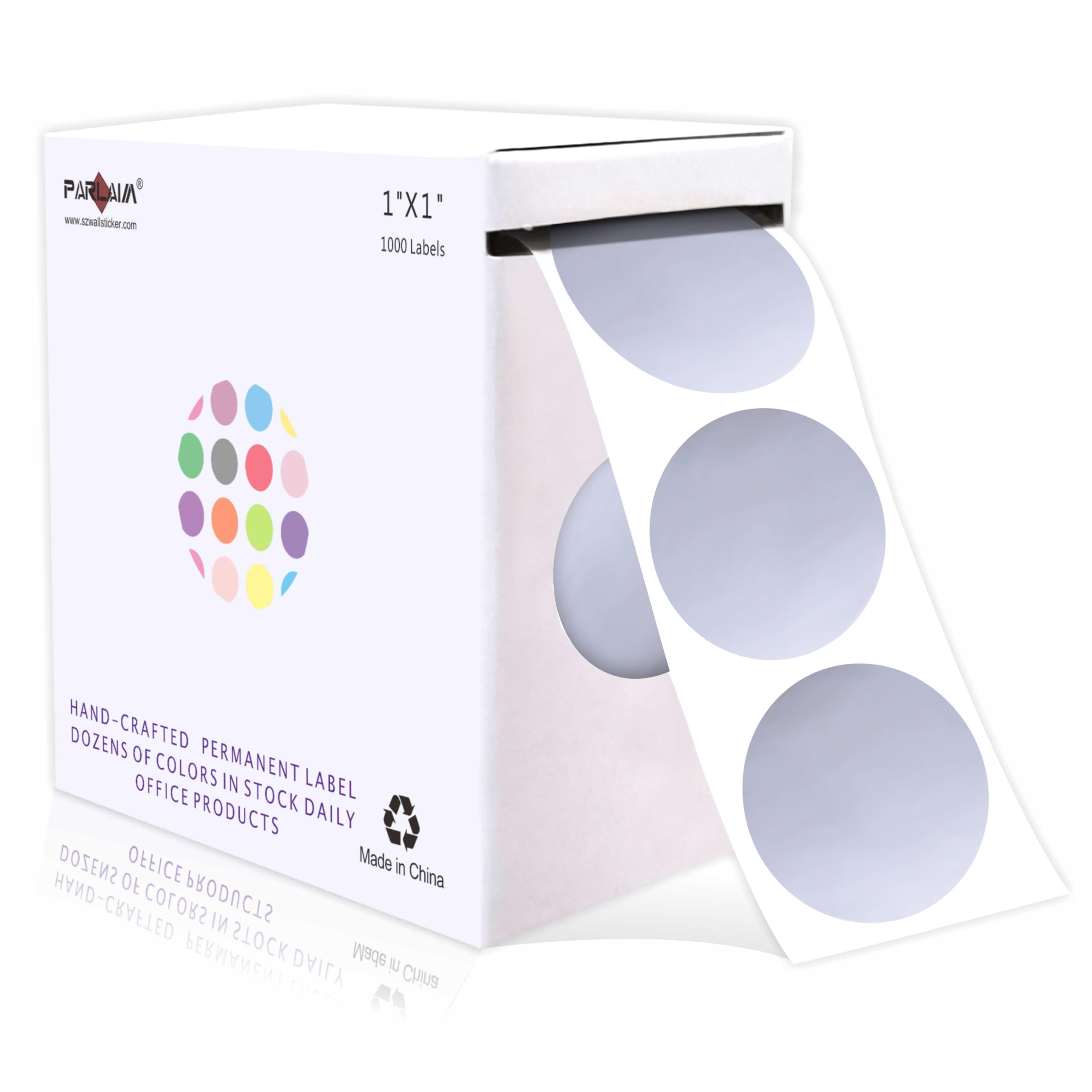 PARLAIM 1 Inch Round Permanent Adhesive Color-Code Dot Stickers,1000 per Roll dots Label Dispenser Box,Silver Circle Stickers Label for Office