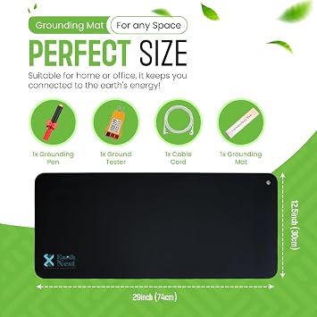 Grounding Mat 15 Feet Grounding Well Mat to Reduce Stress, Boost Energy & Wellness Ideal for Desk, Bed, Office & Living Spaces Includes Grounding Tester, Cable Cord, Mat Tester & Storage Box