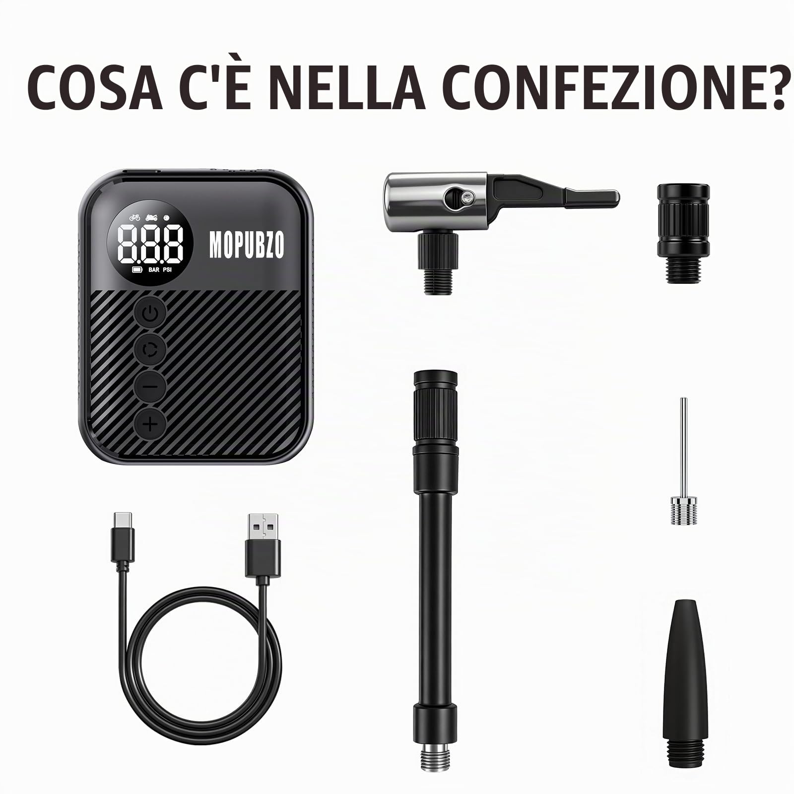 Piccola Pompa Per Bicicletta Con Manometro, Pompa Ad Aria Elettrica Da 150 PSI, Spegnimento Automatico, Pompa Mini Elettrica, Compatibile Con La Maggior Parte Delle Valvole, Gonfiaggio Rapido Per