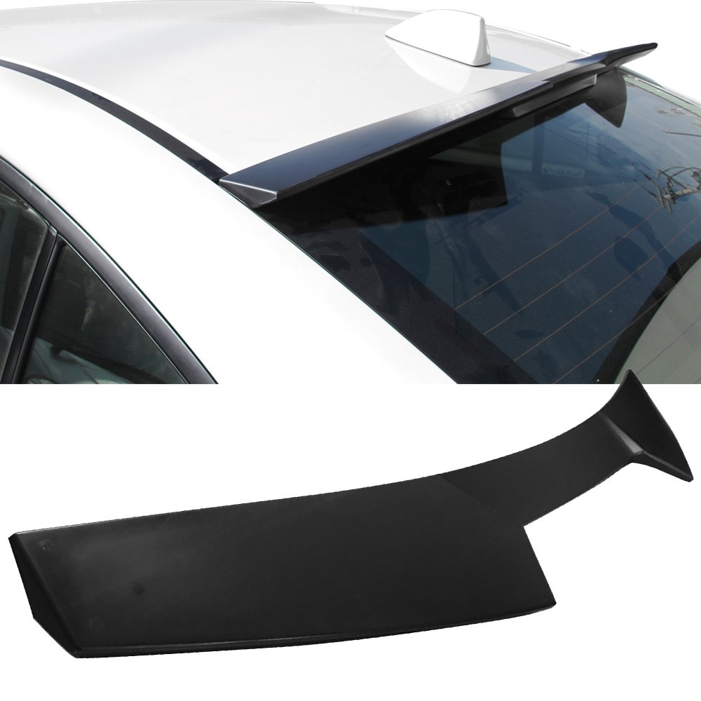 IKON MOTORSPORTS, Roof Spoiler Compatible with 2015-2021 Subaru WRX STI, Rear Roof Window Spoiler V2 Style ABS Unpainted Black, 2016 2017 2018 2019 2020