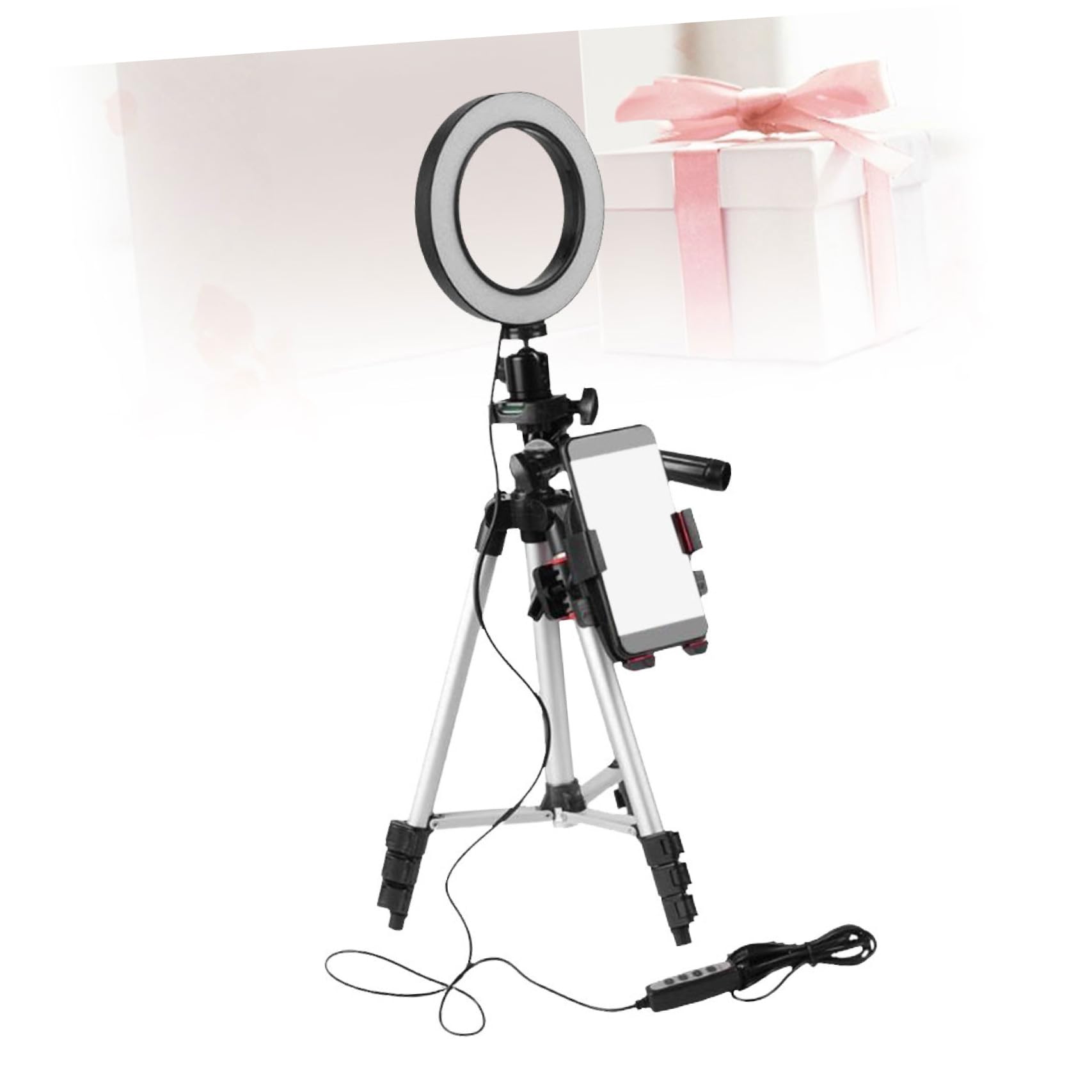 Hemobllo Luce Anello LED con Treppiede Leggero per Video Youtube Streaming Live e Trucco Mini Luce LED per Fotocamera Supporto per Telefono Cellulare Colore Casuale