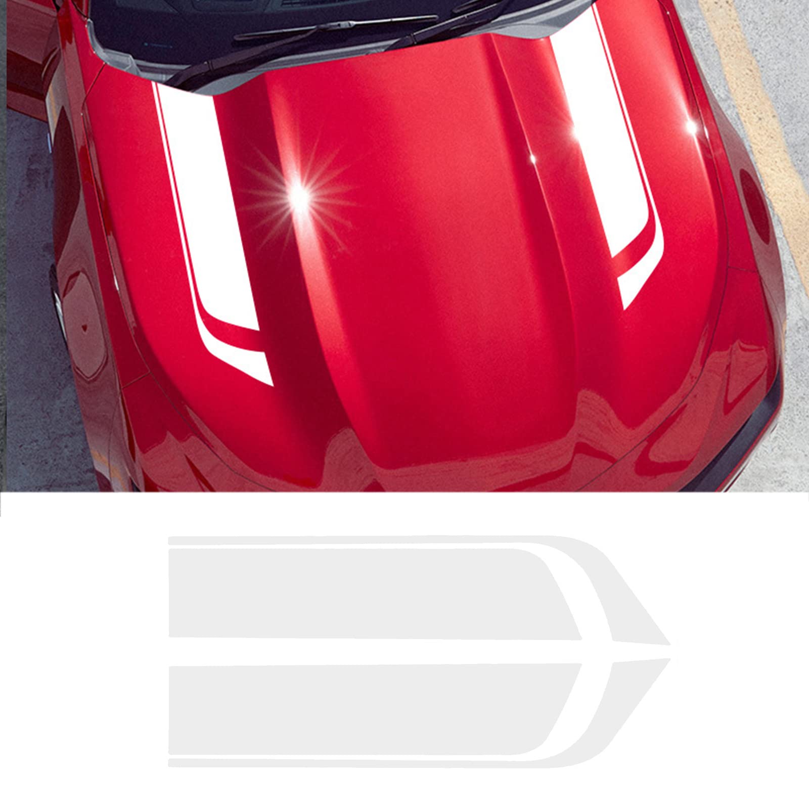 LANZMYAN Car Hood Decal Sticker DBS002 Universal Hood Racing Body Side Vinyl Modified Stripe Exterior Decal Decoration White