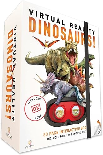 Abacus Brands Caja de regalo de dinosaurios de realidad virtual, libro interactivo ilustrado de realidad virtual y juego de actividades de