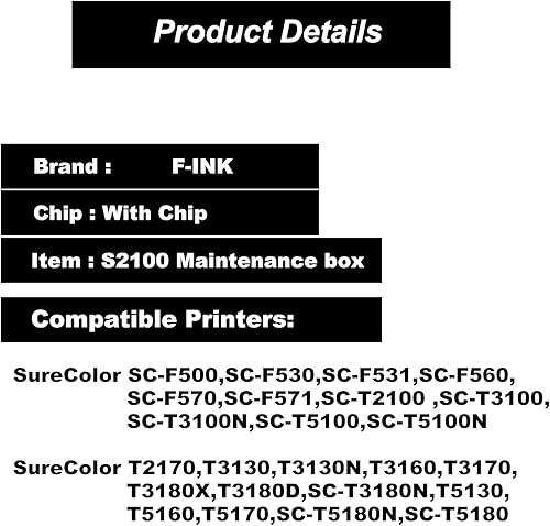 Miniatura 5 de F-ink Caja de mantenimiento remanufacturada de repuesto para caja de mantenimiento de tinta S2100 o C13S210057, funciona con impresora SureColor