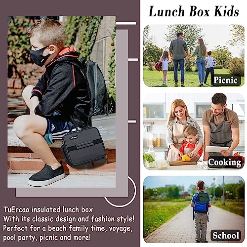 Tuercao Expandable Black Lunch Box For Boys Girls - Small Insulated Lunch Bag Kids, Portable Collapsible Mini Cooler For Car Road Trips #TOP5