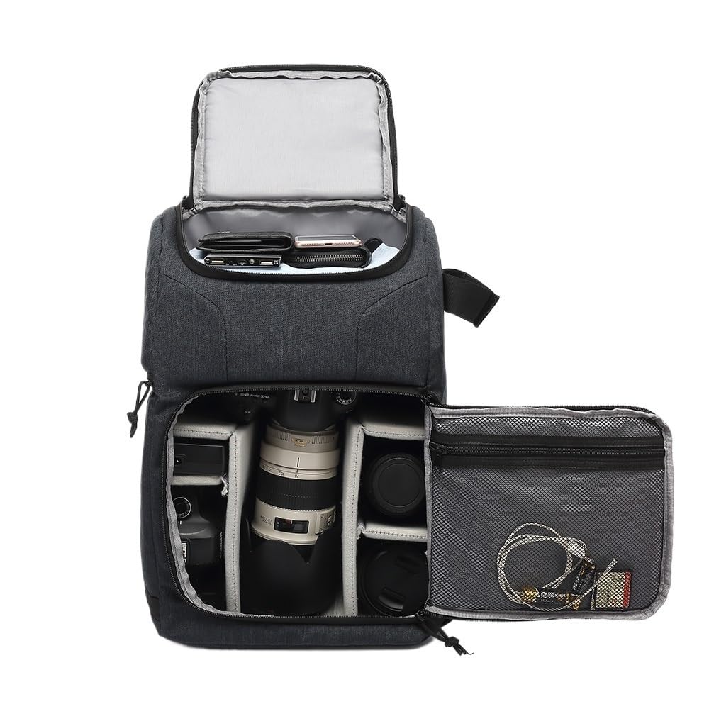 Borsa Reflex Zaino fotografico multifunzionale impermeabile Grande capacità Borsa fotografica portatile da viaggio Fotografia for esterni(GRAY)