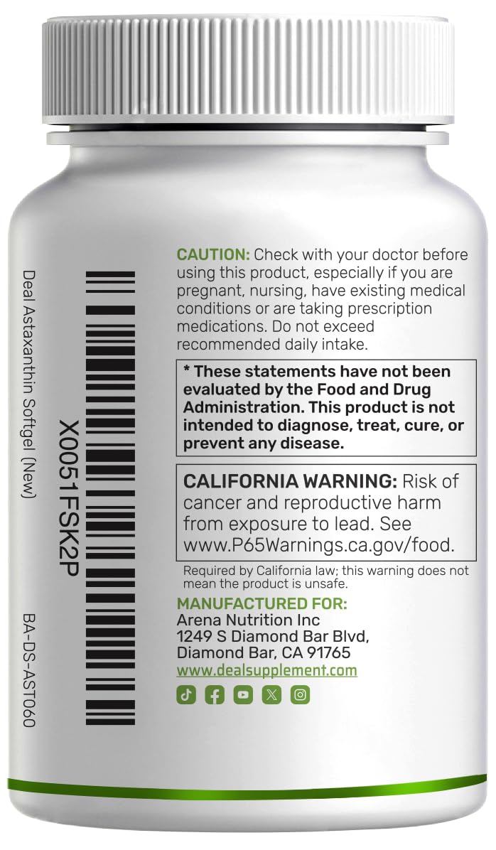 DEAL SUPPLEMENT Astaxanthin 24 mg Per Serving, 60 Softgels — Amazon image 7