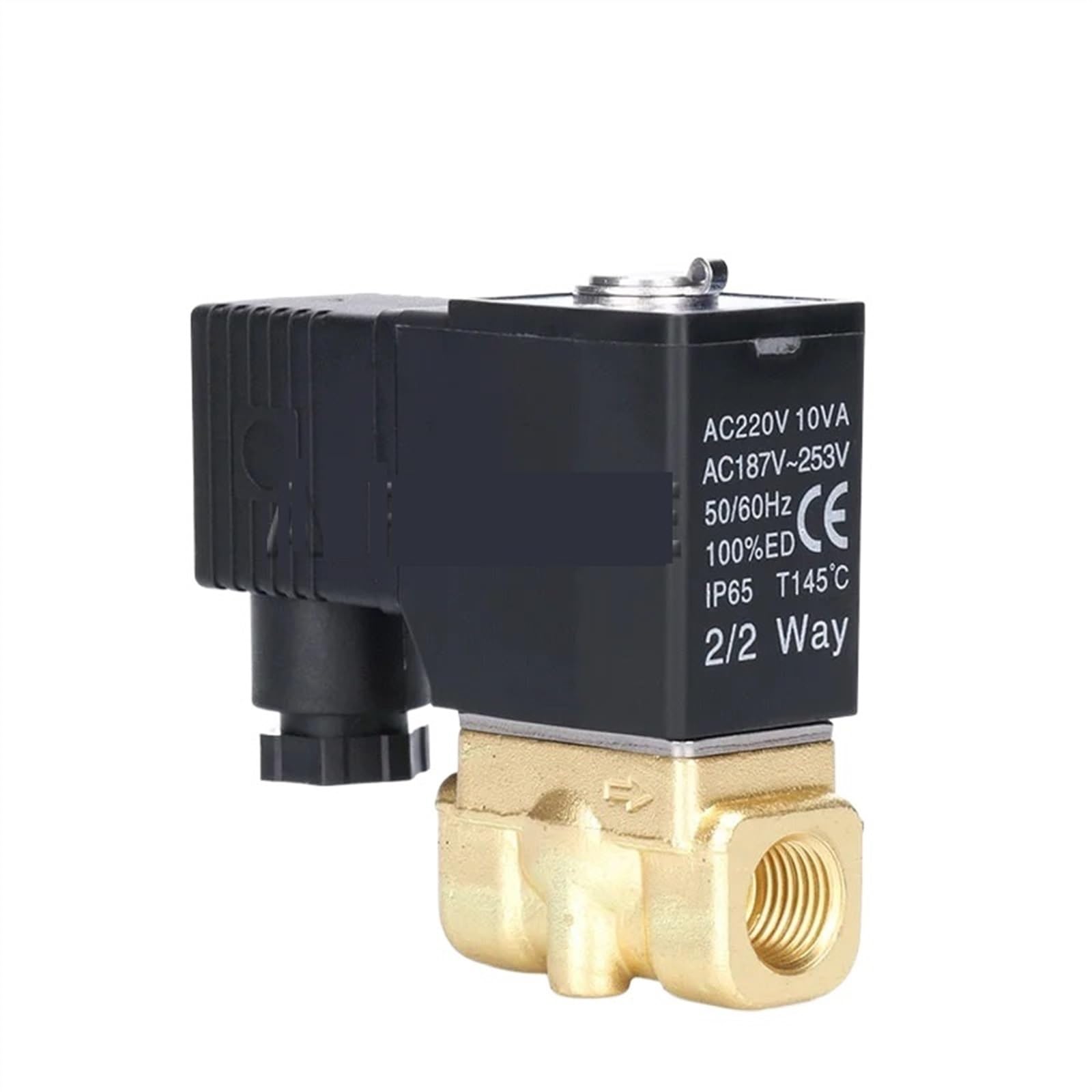 Válvula de Control de Fluido Normalmente Cerrada y acción Directa de latón 2W030-08/2W050, válvula de Flujo de Agua de solenoide de Empuje de 1/4"(2W030-06,AC12V)