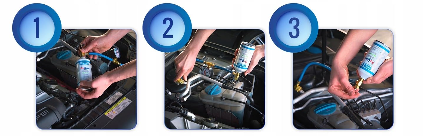 Set di ricarica per aria condizionata R134A + adattatore adatto per condizionatore d'aria per auto - Set di riempimento refrigerante ecologico per veicoli 1994-2016, set completo