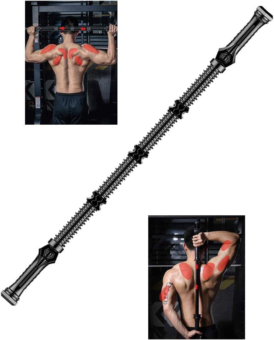 HHH Power Twister 2 Usages Chest Bicep Blaster Shoulder and Arm Builder Spring Exercise Strength Training Arm Machines Flexible Spring Bar 30-80KG