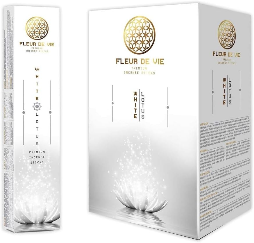 Fleur de Vie Handcrafted Authentic Chic Incense Scents (Box of 12x15 Sticks) (White Lotus)