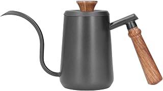 Vierta el café sobre la tetera, vierta la tetera de café, la tetera de café con pico de cuello de cisne y mango de madera para elaboración de cerveza casera (500ml)