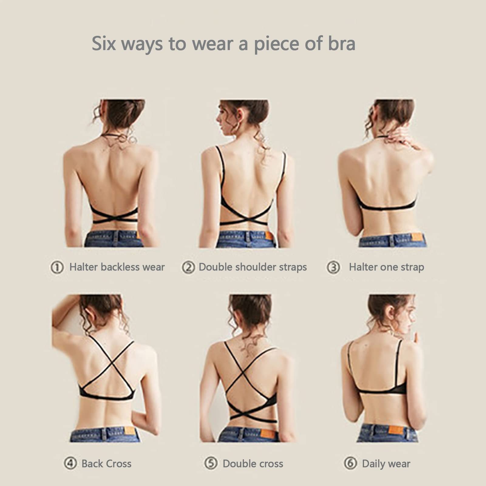 französische Leibchen-BHS für Frauen, Push-up, Nahtloser Multiway-BH, Neckholder-top, Criss-Cross-Bralette, Dessous