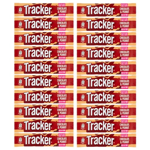 Tracker Chocolate Peanut Bar 37g Pack of 20 Vegeterian Cocoa Cereal Oats Roasted Nuts Nutrition Protein High in Fibre Healthy Snack with Welari Thank You Card | (20pack) (740g)
