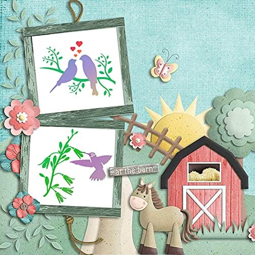 HOWAF 16 pcs Birds Stencils Bird Tree Branches Stencil Flying Bird Painting Template Spring Themed Bird Drawing Reusable Stencil for Children Creation,Scrapbooking, DIY Drawing Template