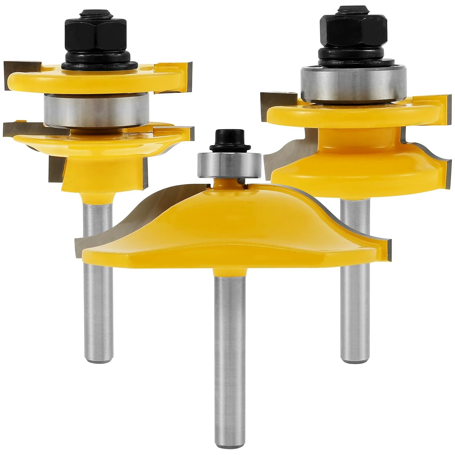 3Pcs 1/4 Inch Shank Router Bit Set, Carbide Raised Panel Router Bit