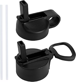 MEQUER Straw Lids (2 Pack) Compatible with Hydro Flask Wide/Standard Mouth Lid, Straw Lids Top Cap Replacement for 18 20 32 40 oz Sports Water Bottles Accessories, with 2 Straws