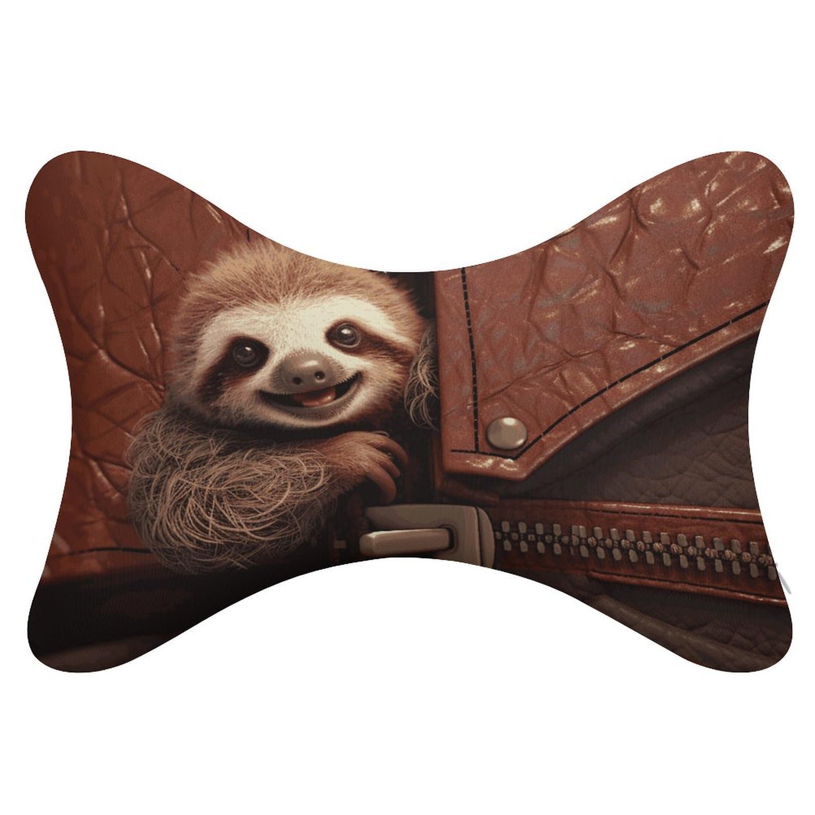 Adfgyerh Style Sloth On Zipper Pillow ，Memory Foam Pillow Core，Cushion,Provide Neck Support，Car Pillows For Travel Car Seats And Home Offices.