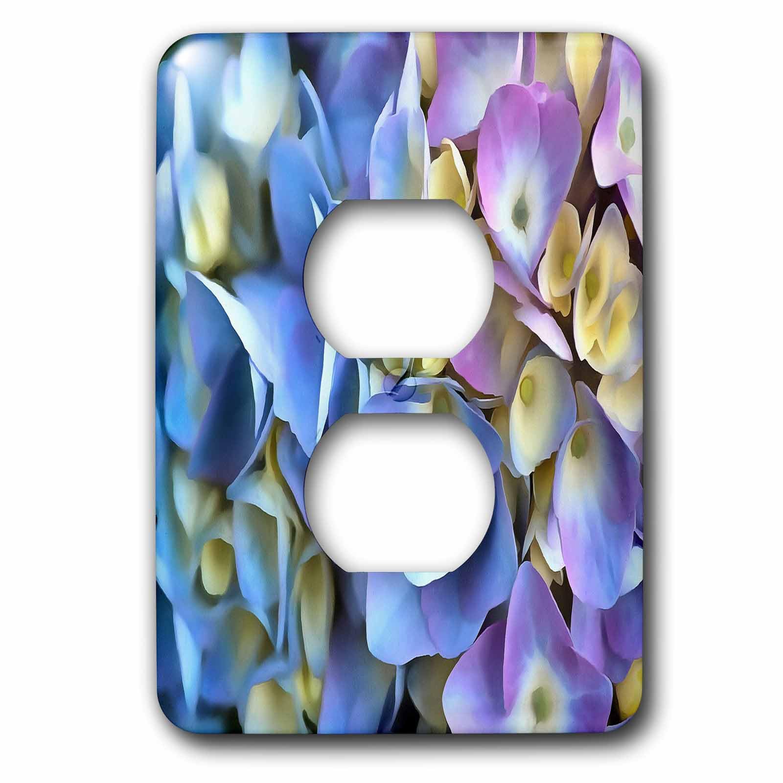 Fleurs d'hortensia bleu et rose cache-prise double 3dRose lsp_245530_6